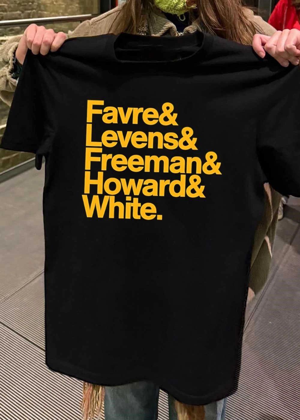 Packers Legends Favre Levens Freeman Howard White Team Roster T-Shirt