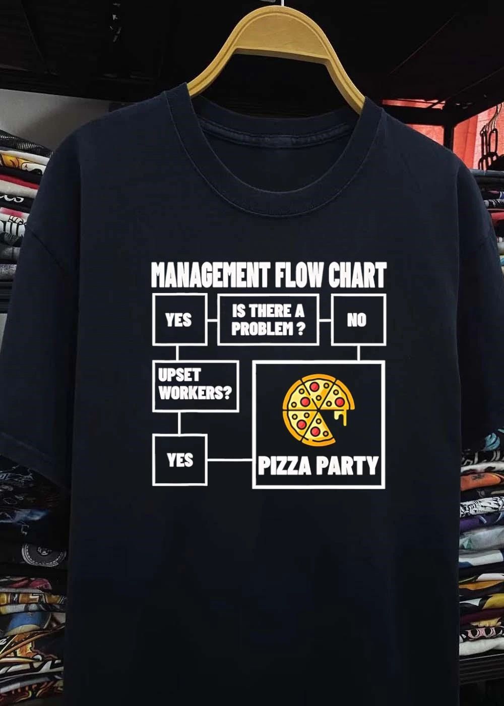 Management Flow Chart Is There A Problem Pizza Party Funny shirt
