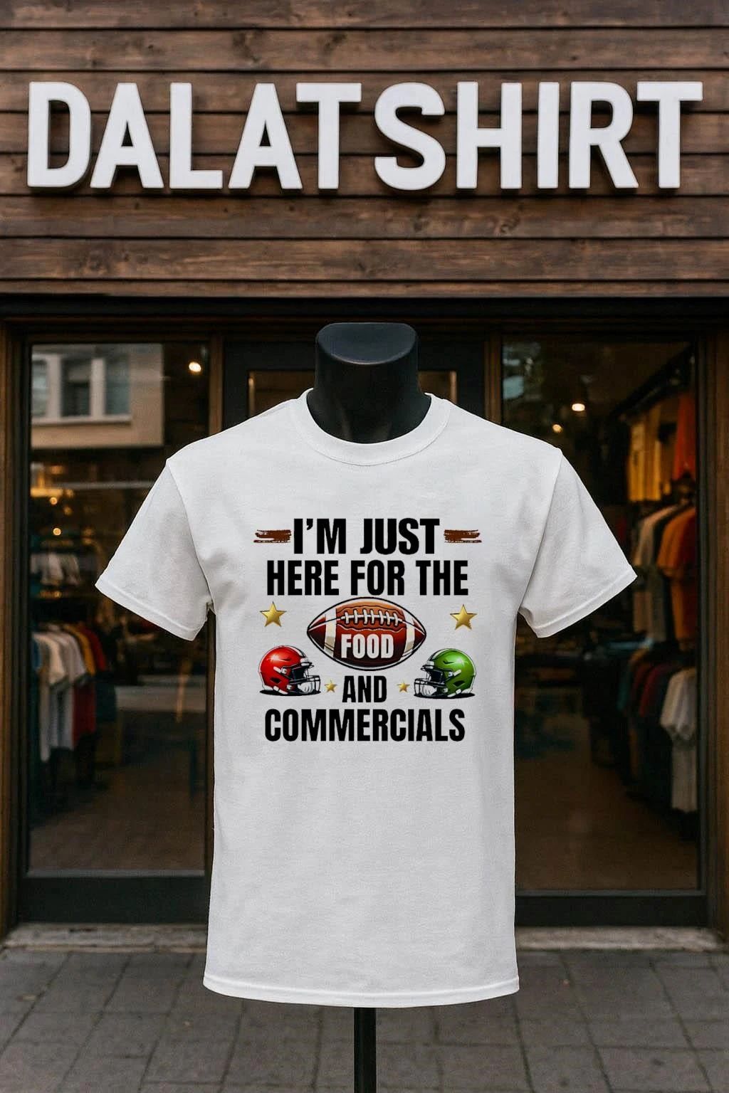 I’m Just Here For The Food And Commercials Football Helmet shirt