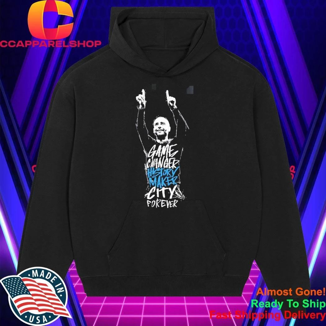 Pep Guardiola Manchester City Tribute 10 Years with Pep Game Changer History Maker City Forever 20 Trophies Shirt