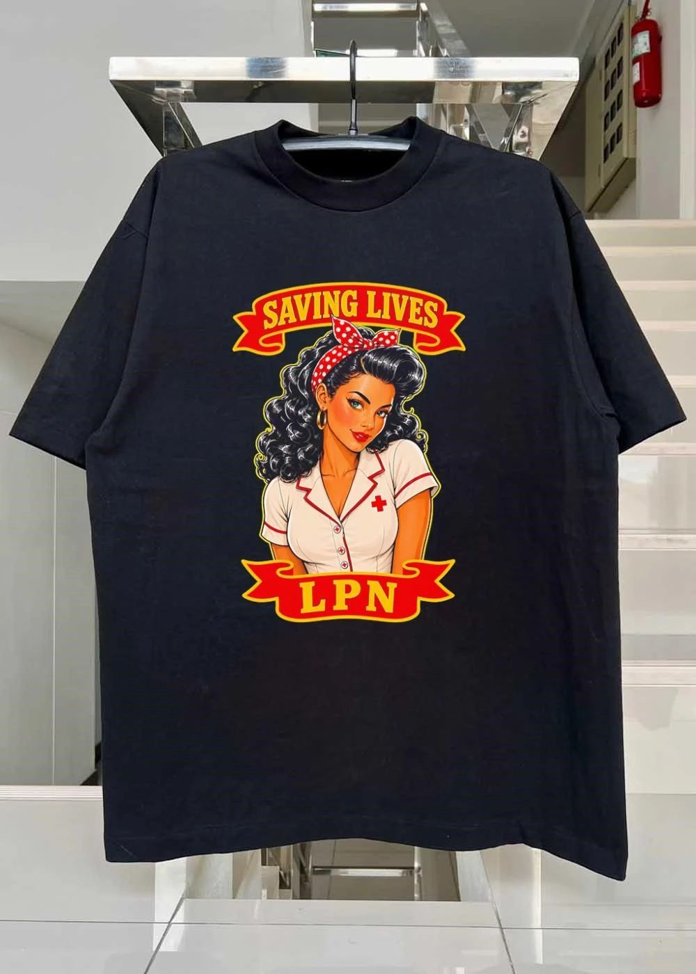 Saving Lives LPN Pinup Girl Nurse T-Shirt