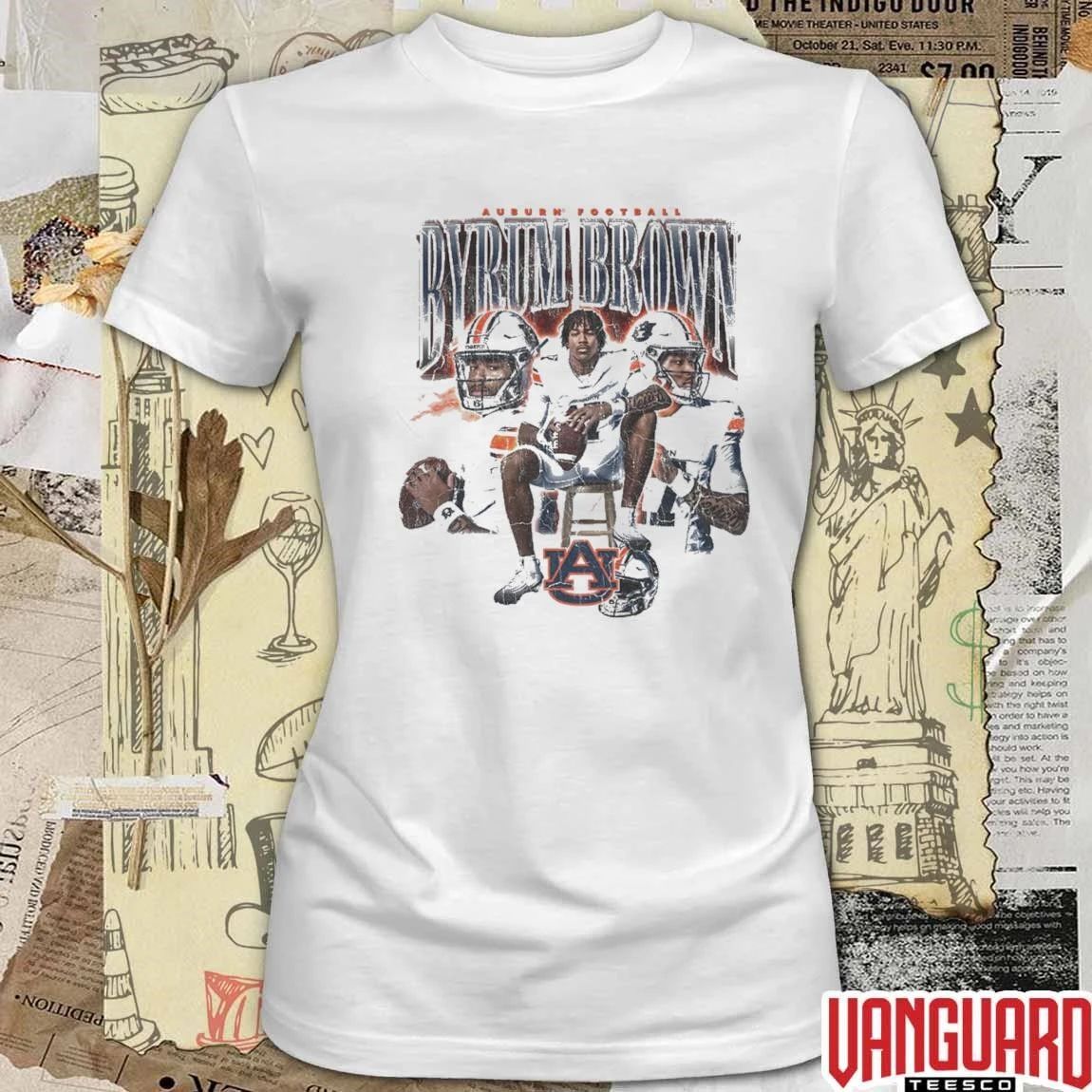Byrum Brown Auburn Tigers Football Retro 90s NCAA Vintage t-shirt