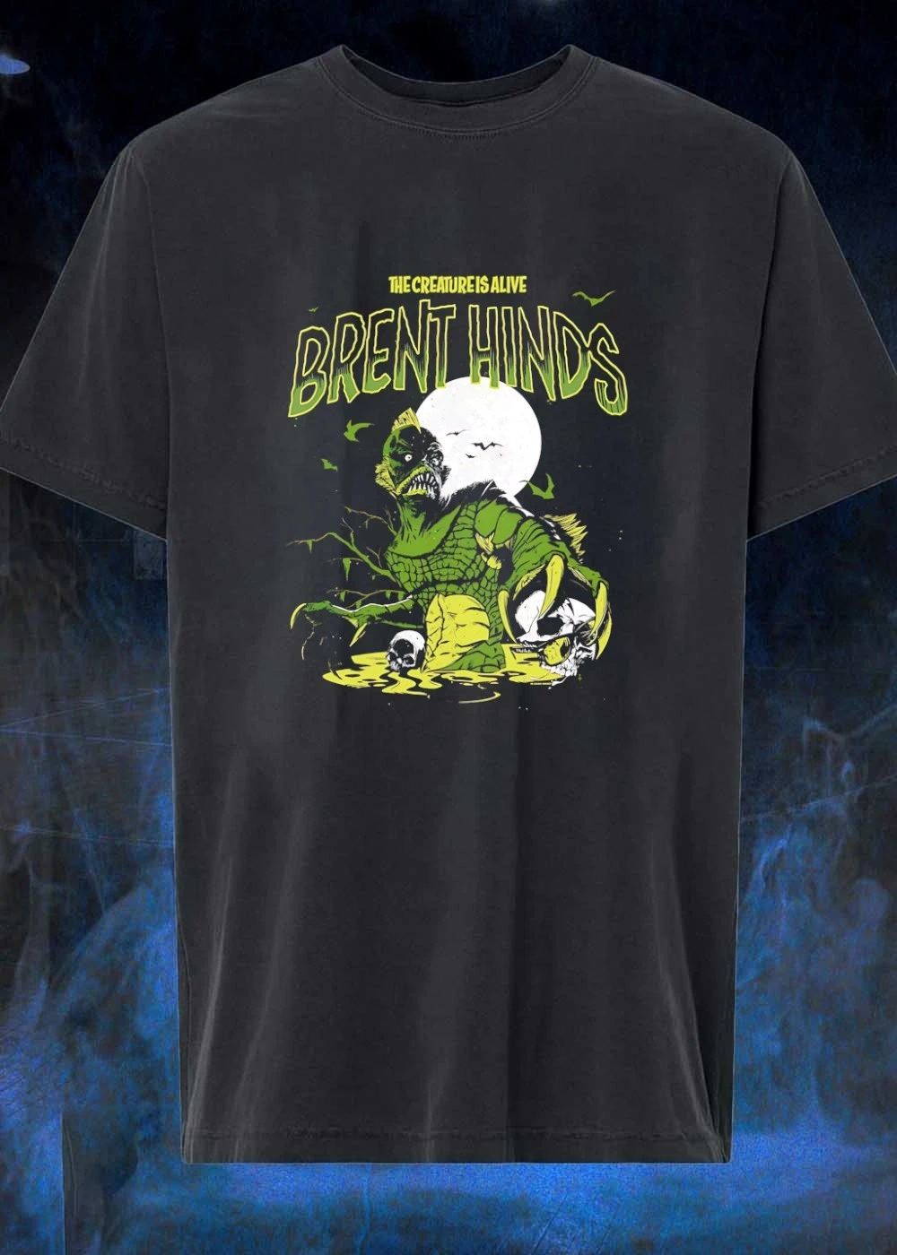 The Creature Is Alive Brent Hinds Swamp Monster Horror Skull T-Shirt