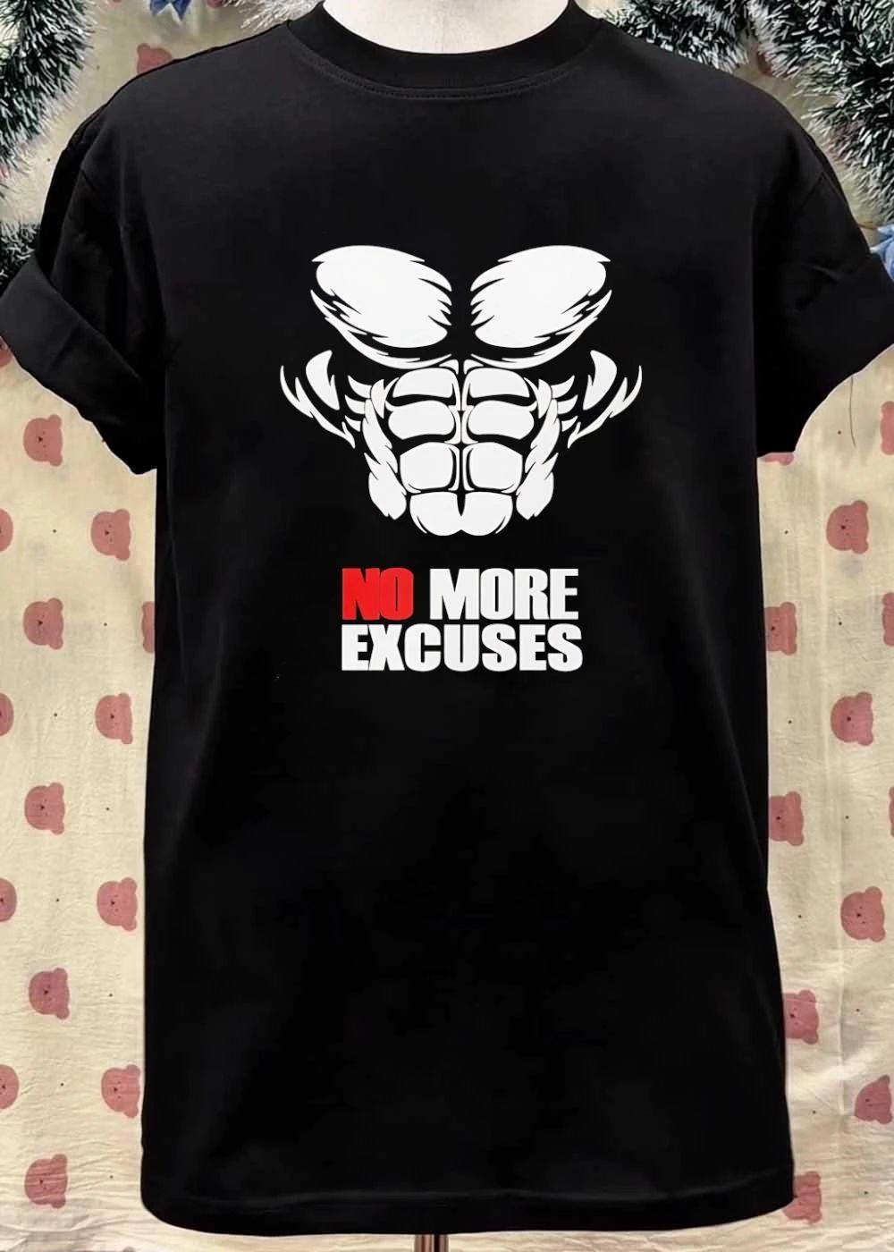 Fitness Apparel’ Abdominal Muscle Workout No More Excuses T-Shirt