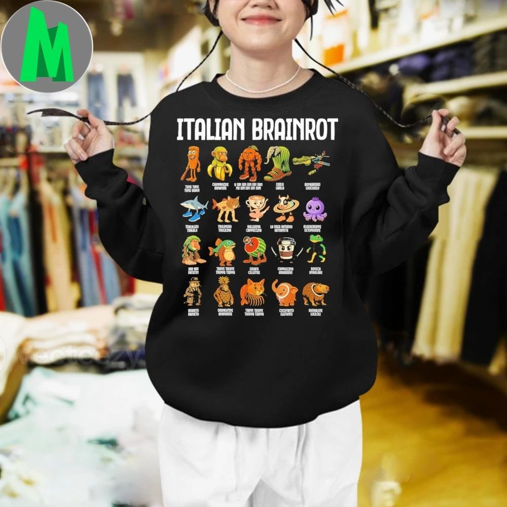 Italian-brainrot Gen Z Funny 90 Brainrot Characters Meme 2025 Shirt