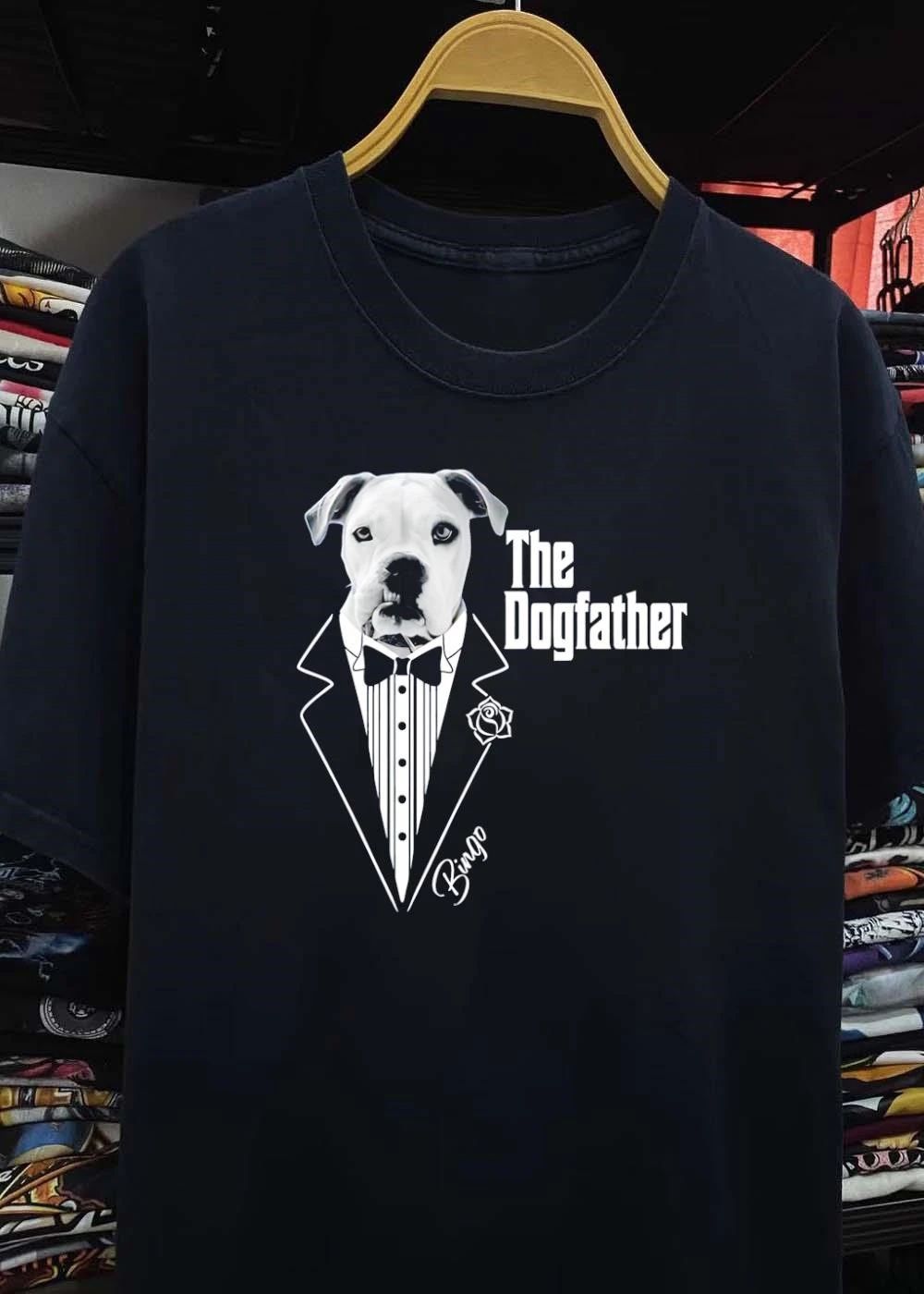 The Dogfather Bingo funny pet owner gift dog tuxedo bow tie rose Godfather movie shirt