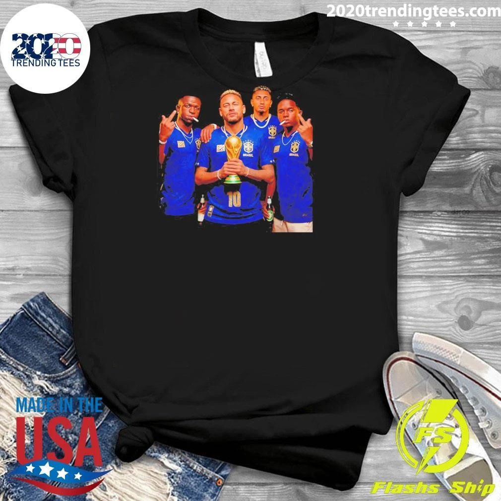 Brazil Fc Players Holding Trophy Shirt