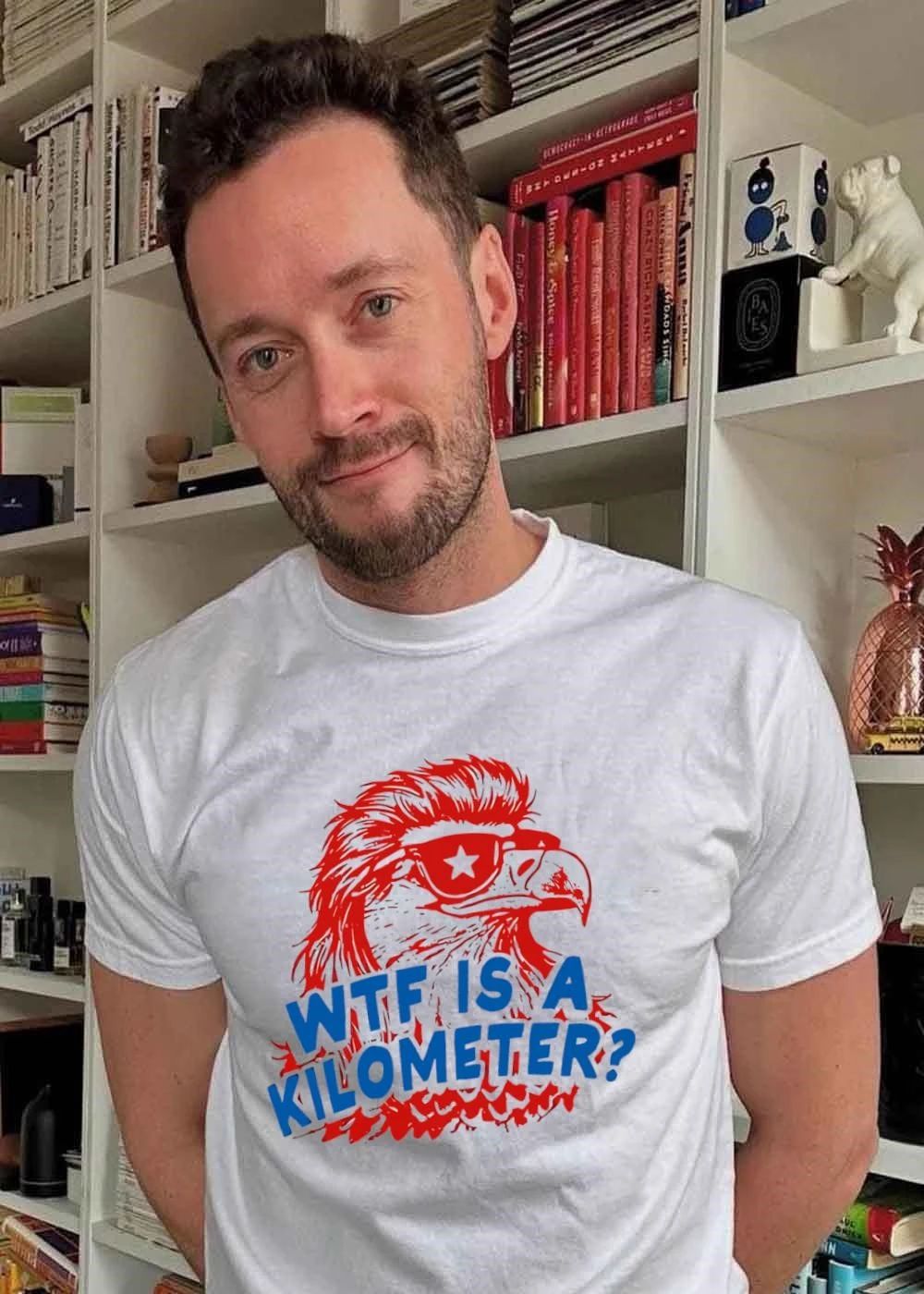 American Eagle Patriotic Apparel Wtf Is a Kilometer’ T-Shirt