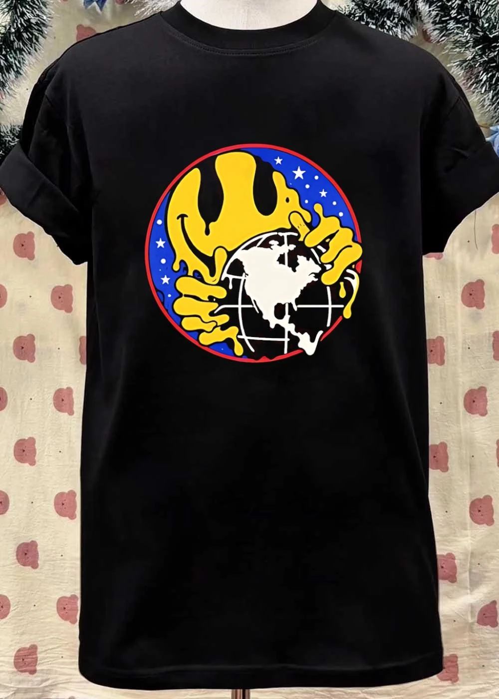 Melting Smiley Holding Globe T-Shirt