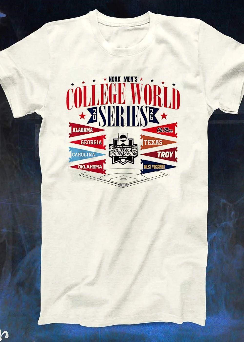 NCAA Men’s College World Series 2026 Alabama Georgia Carolina Oklahoma Ole Miss Texas Troy West Virginia T-Shirt