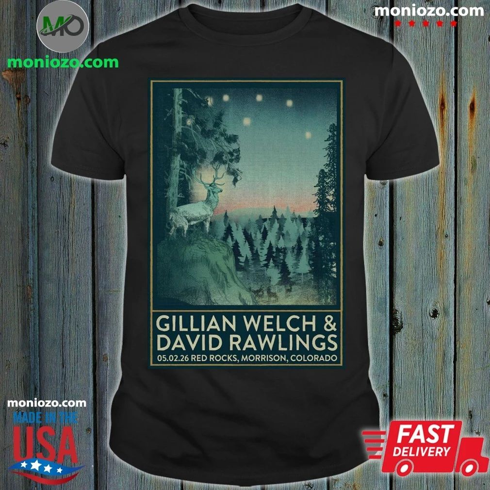 Gillian Welch And David Rawlings Red Rocks in Morrison CO 5 2 2026 Poster T-Shirt
