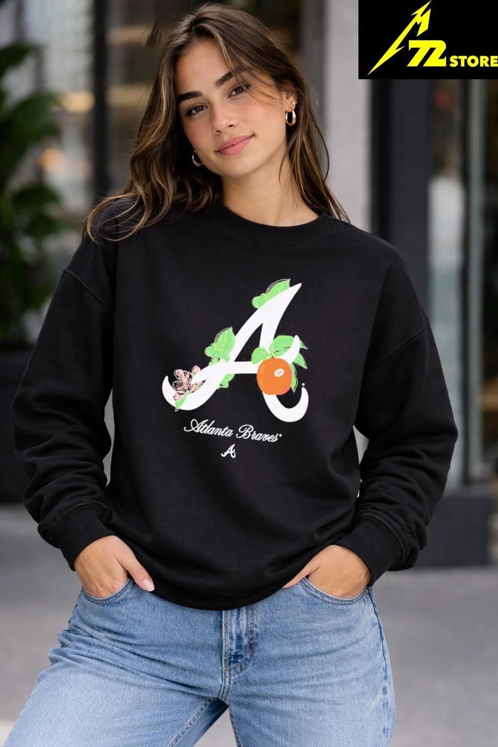 The Atlanta Braves Lifestyle Graphics Floral Embroidery Shirt
