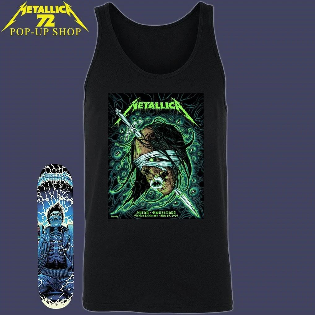 Metallica M72 World Tour May 27 2026 At Stadion Letzigrund Zurich, Switzerland Art By Mark Richards T-Shirt