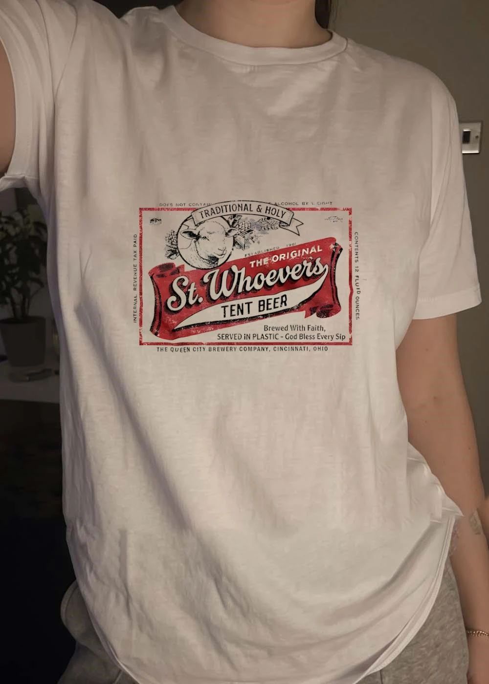 St. Whoever’s Tent Beer Label Vintage Sheep Shirt