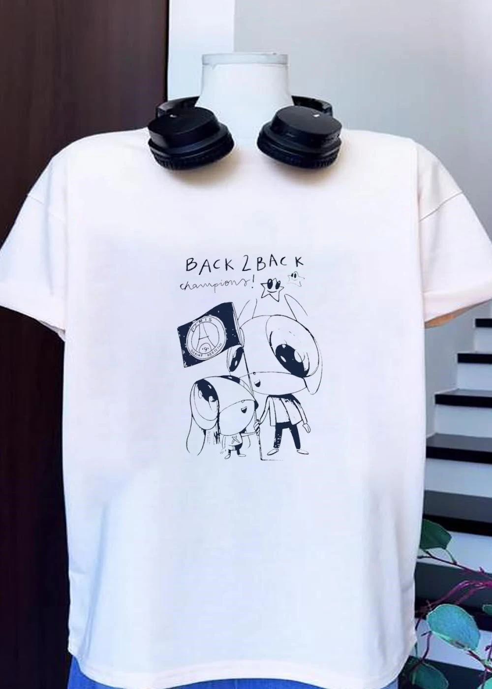 Back 2 Back Champions PSG Rabbit Mascot T-Shirt