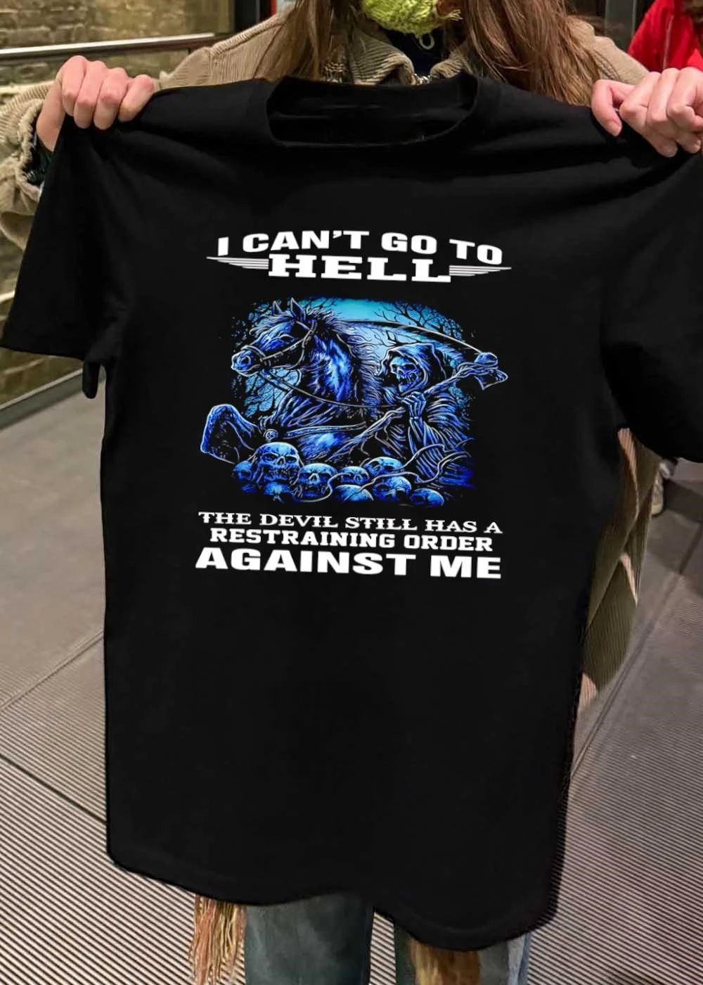Grim Reaper Riding Horse Restraining Order Against Me T-Shirt