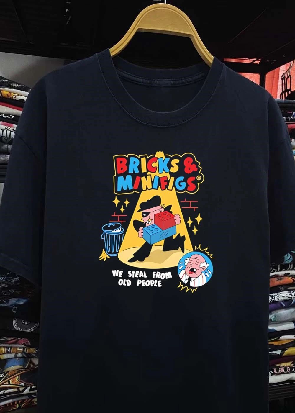 Bricks and Minifigs Thief Stealing Blocks We Steal from Old People T-Shirt