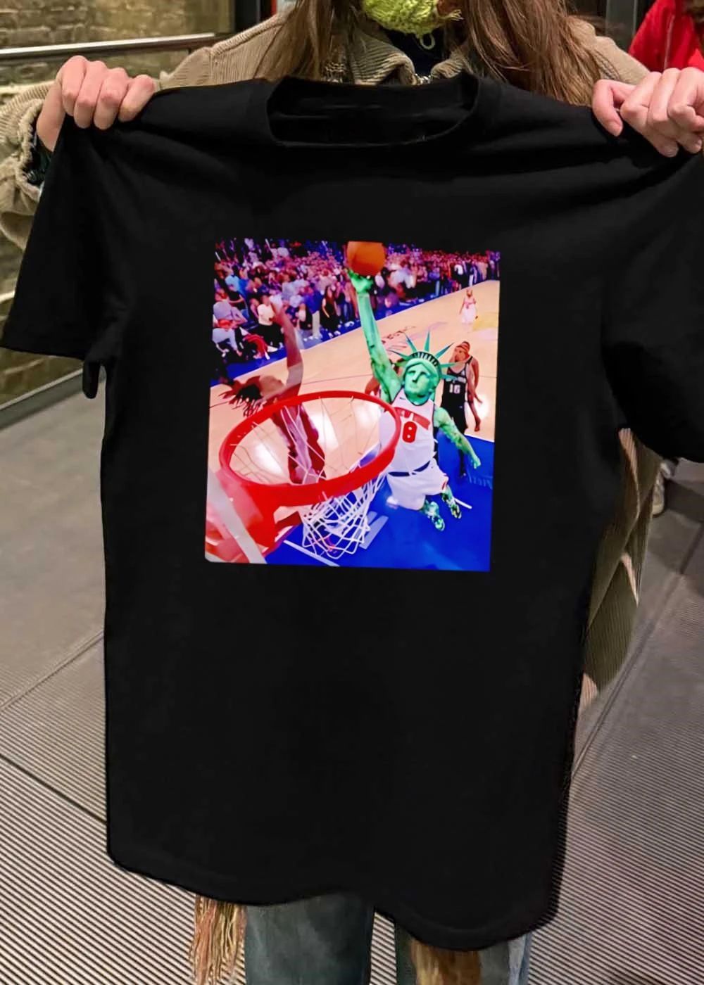 Liberty Statue Dunking New York 8 Basketball Shirt