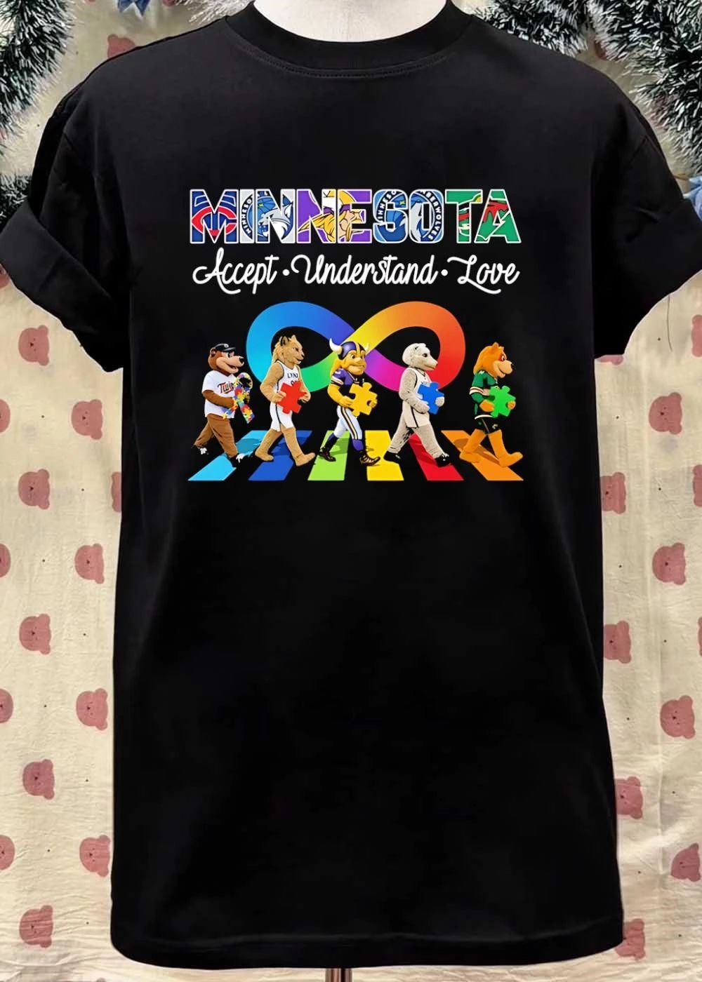 Minnesota Accept Understand Love Mascot Autism Awareness T-Shirt