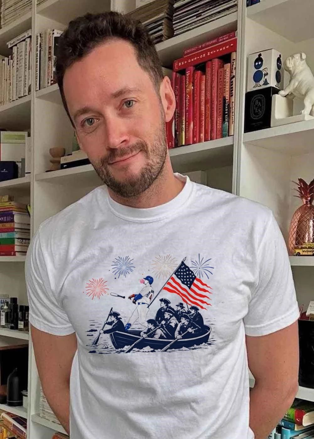 Patriotic Baseball Players Crossing the Delaware River Crow 4 Shirt
