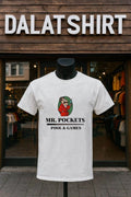 Mr. Pockets Pool And Games Monocle Mustache Man Billiard Cue shirt
