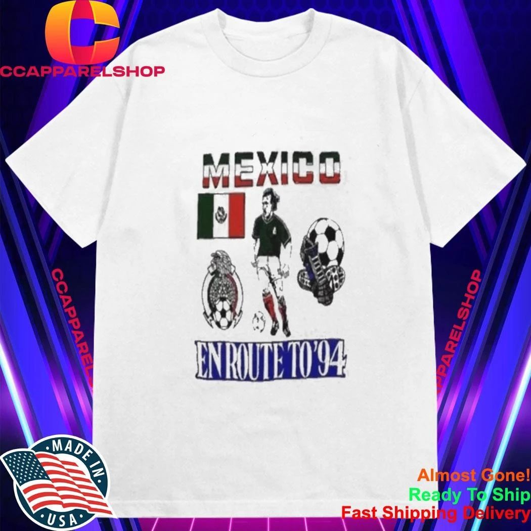 Mexico En Route To 94 Vintage Soccer Football Crest Flag Shirt