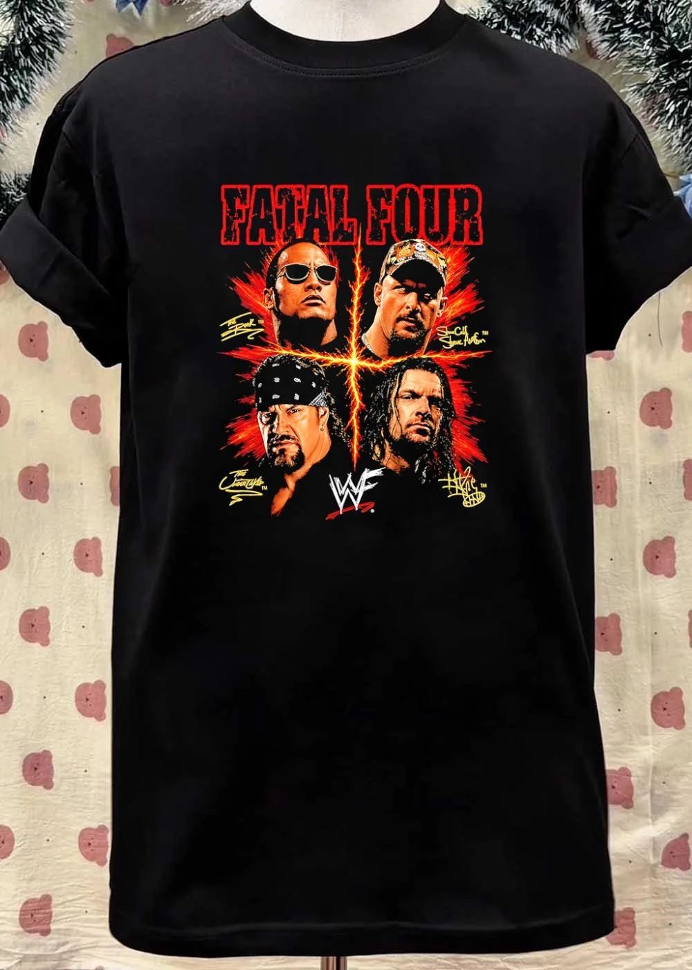 The Rock Stone Cold Steve Austin The Undertaker Triple H Fatal Four WWF T-Shirt
