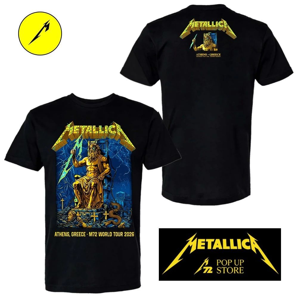 Metallica M72 Athens Zeus 2026 Pop-Up Shop World Tour Dates Unisex 2-Sides T-Shirt