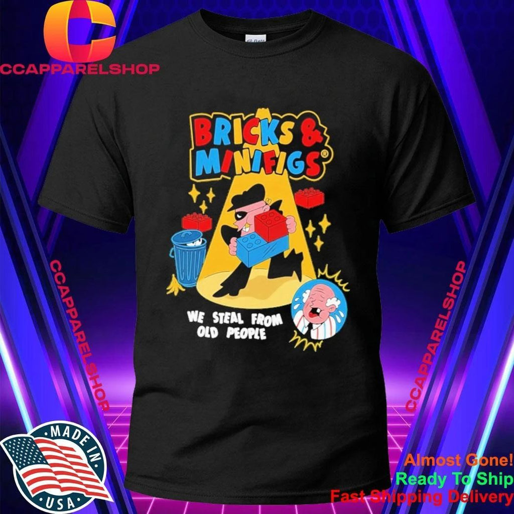 Robber Character We Steal From Old People Spotlight Scene Bricks And Minifigs Shirt