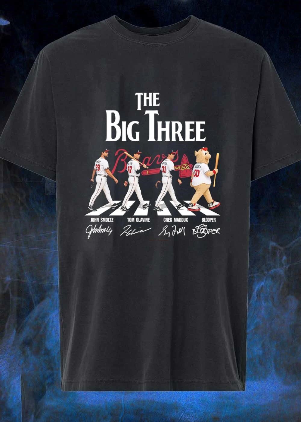 John Smoltz Tom Glavine Greg Maddux Blooper Walking The Big Three Braves T-Shirt