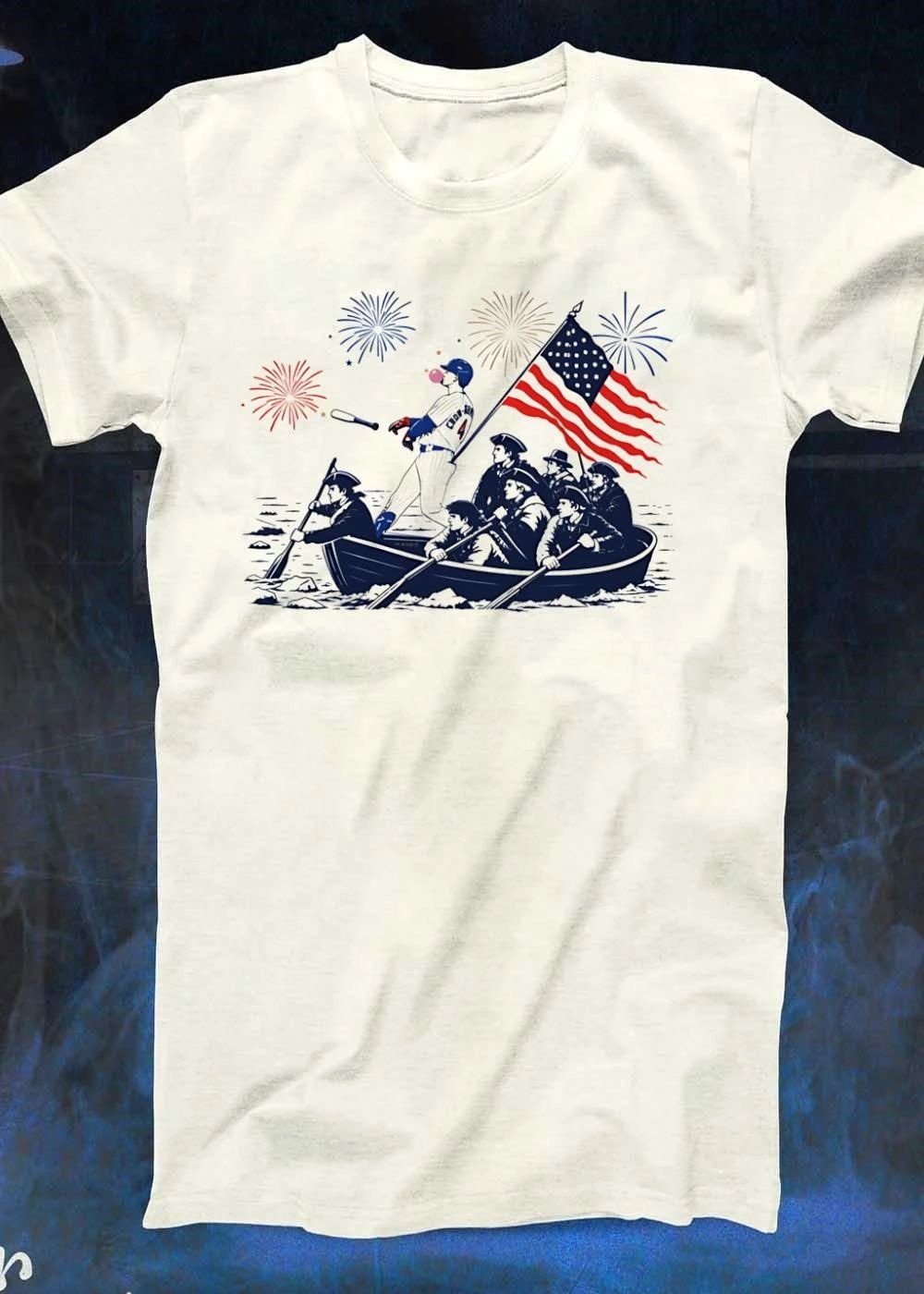 Patriotic Baseball Players Crossing the Delaware River Crow 4 Shirt