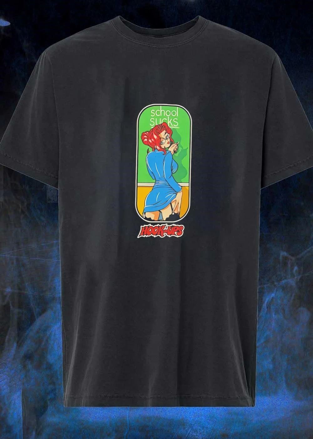 Hook-ups School Sucks Teacher Adjusting Skirt Vintage Style T-Shirt