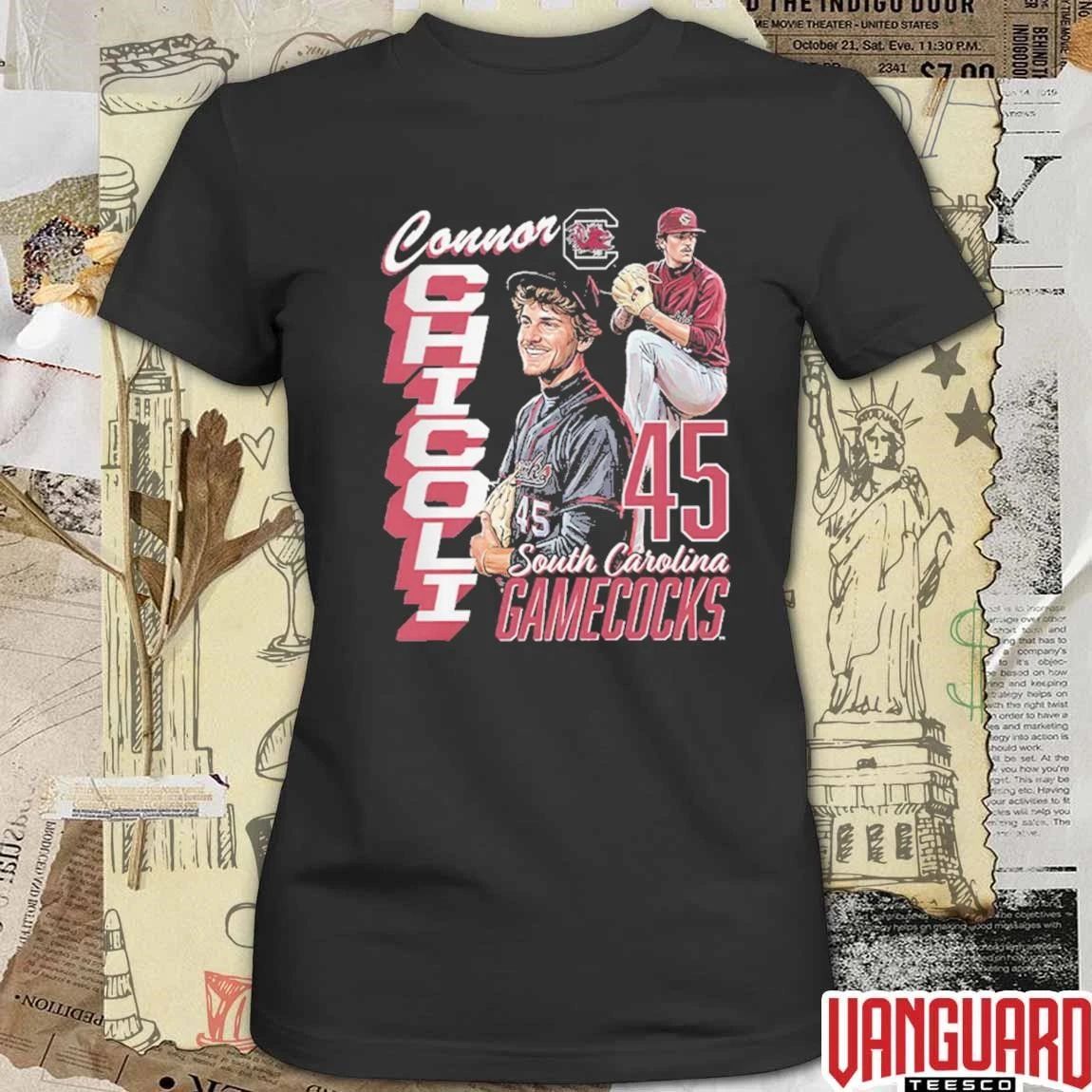 Connor Chicoli 45 South Carolina Gamecocks NCAA Baseball t-shirt
