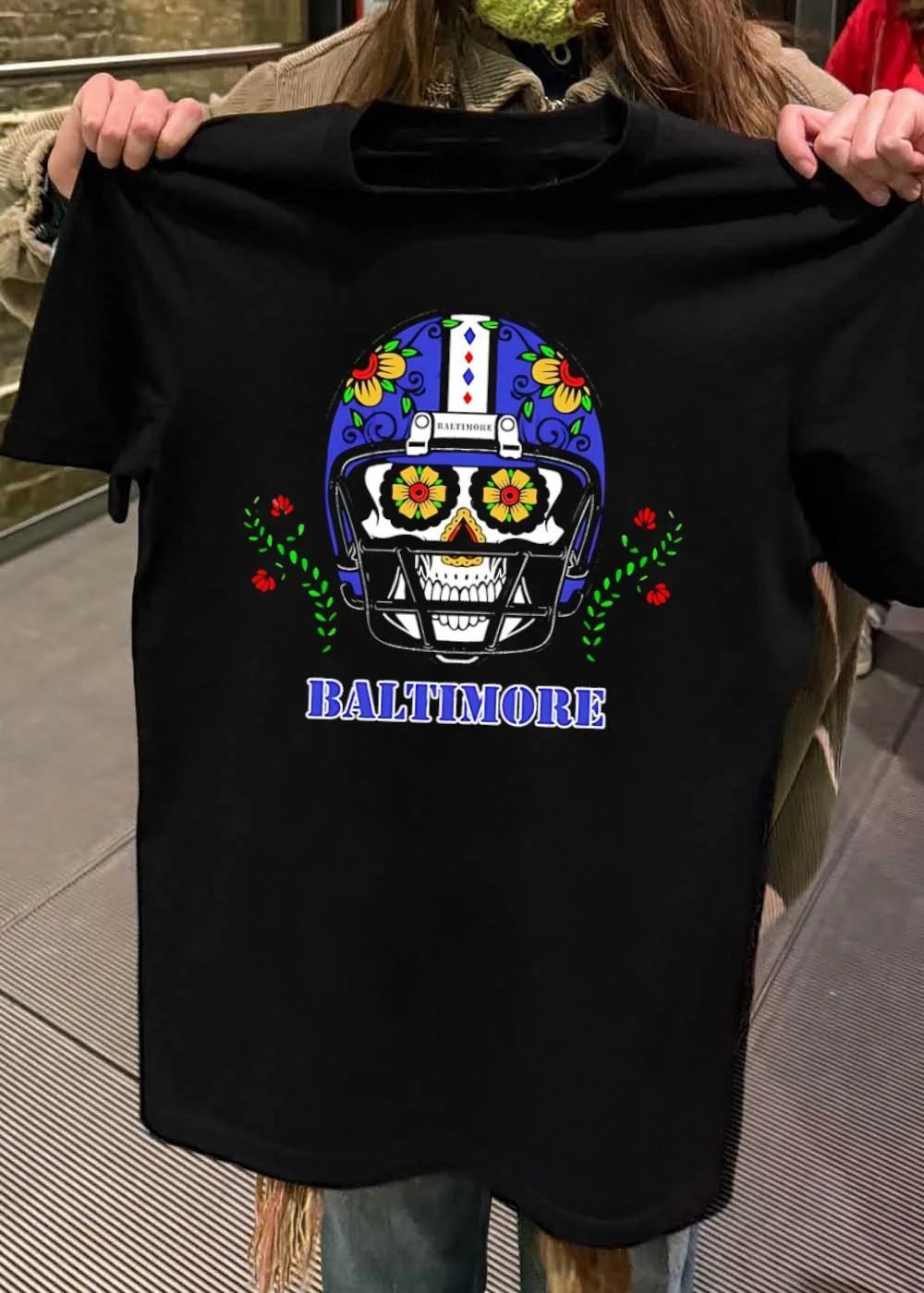 Sugar Skull Baltimore Football Helmet Baltimore T-Shirt