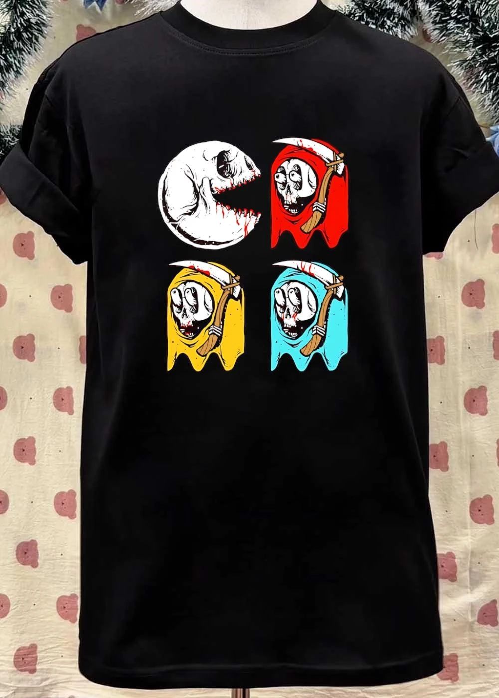Pac Man Skeleton Skull Ghost Grim Reaper shirt