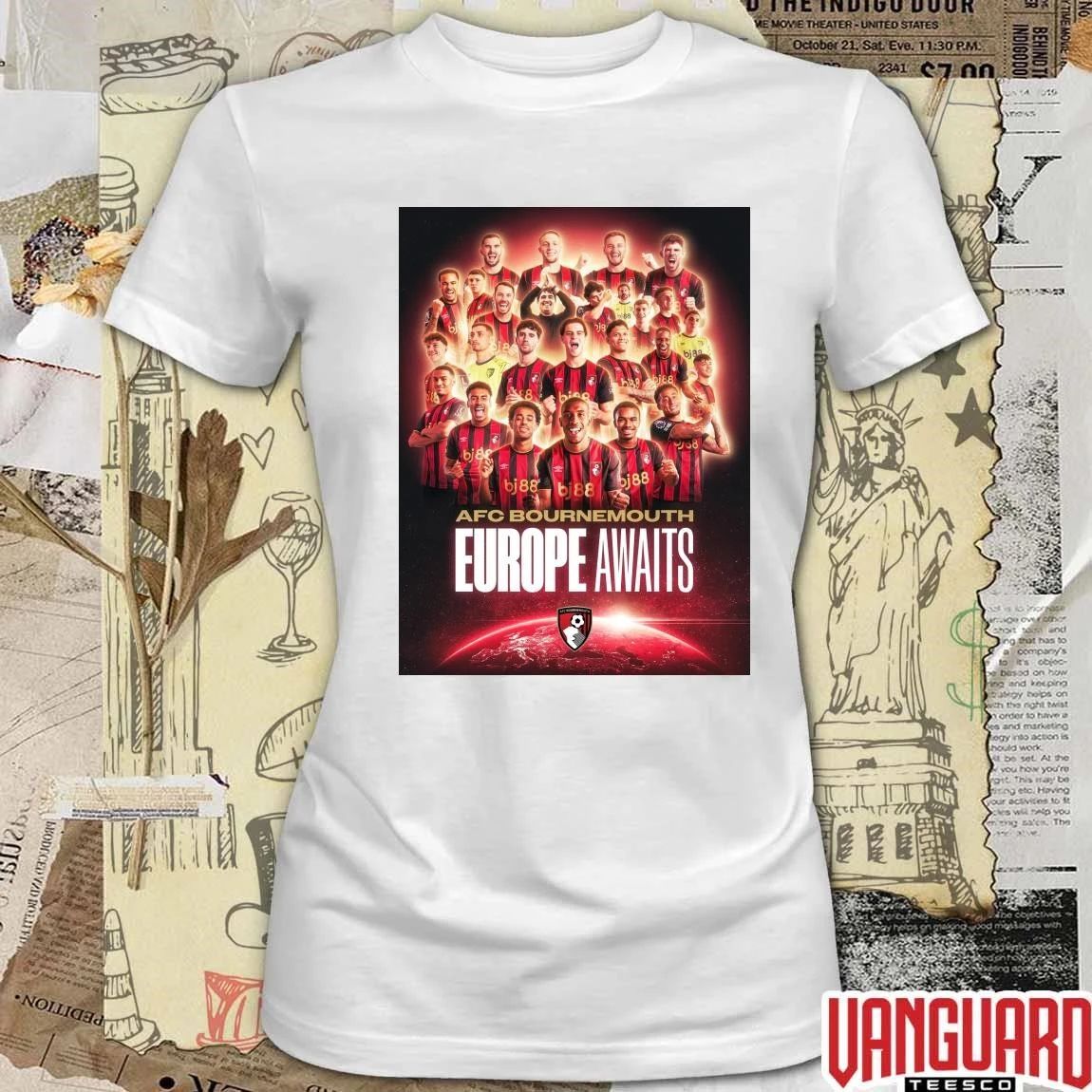 2026 AFC Bournemouth European Football Awaits Poster t-shirt