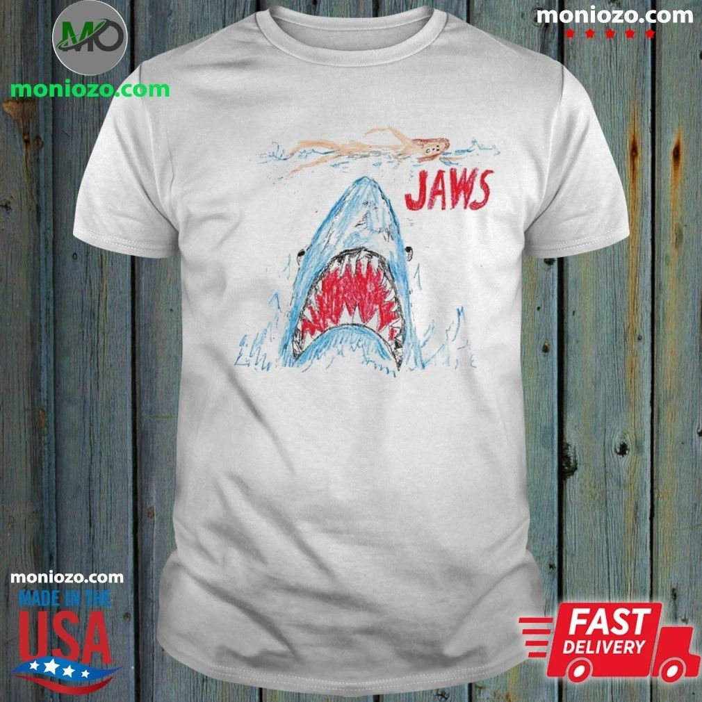 Original Shirt featuring a crayon drawing inspired by the movie Jaws