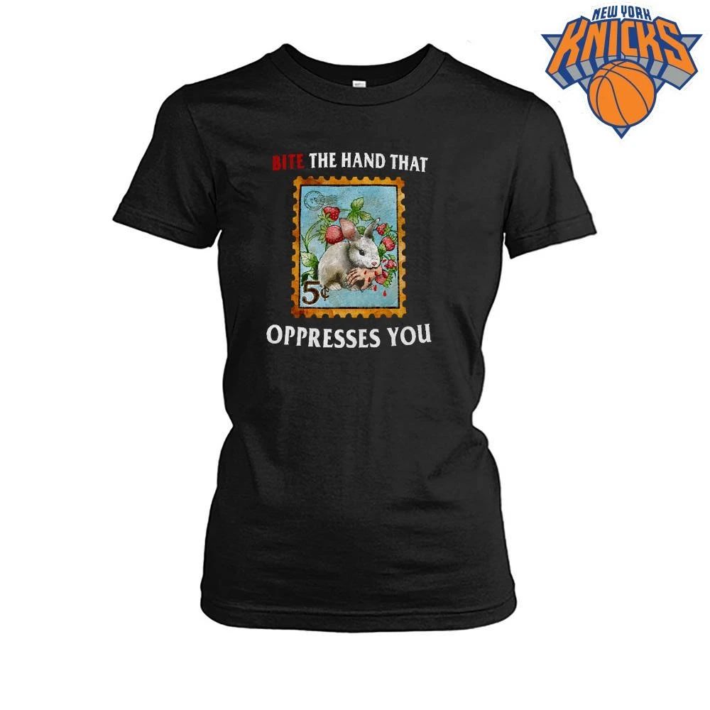 Bite The Hand That Oppresses You Vintage Rabbit Stamp Activism Protest Shirt