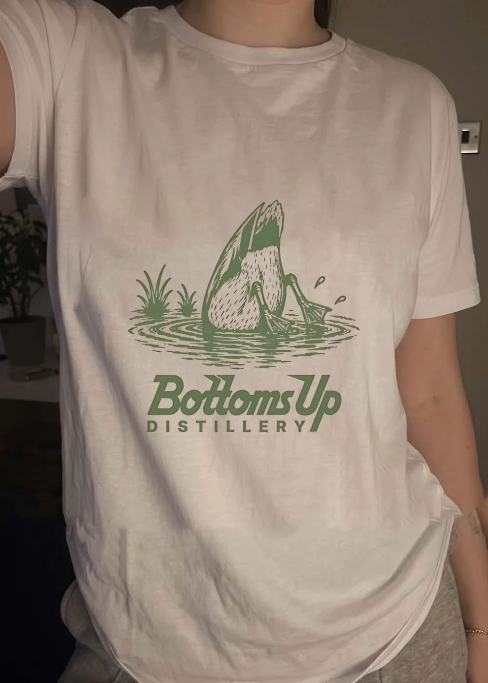 Bottoms Up Distillery Duck Diving Retro Logo shirt