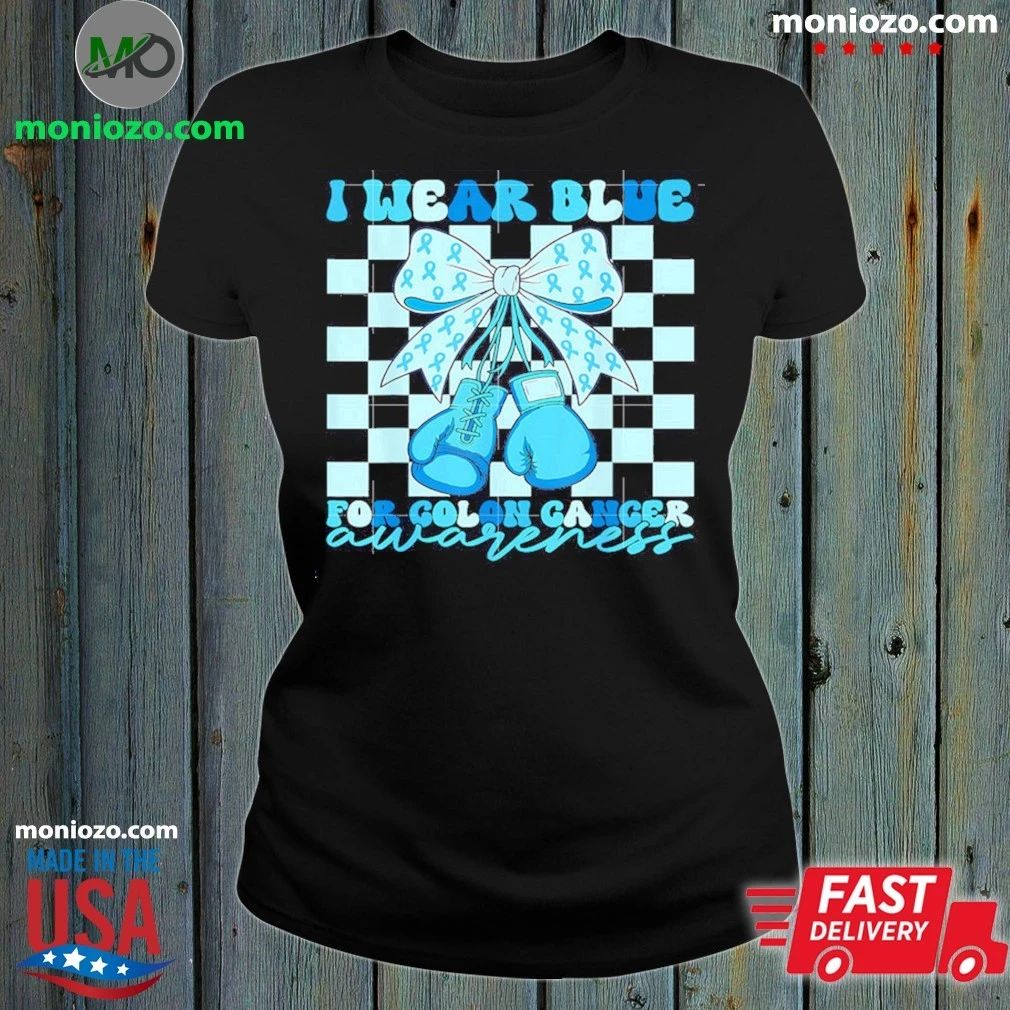 Original I Wear Blue for Colon Awareness Coquette Boxing Gloves Shirt