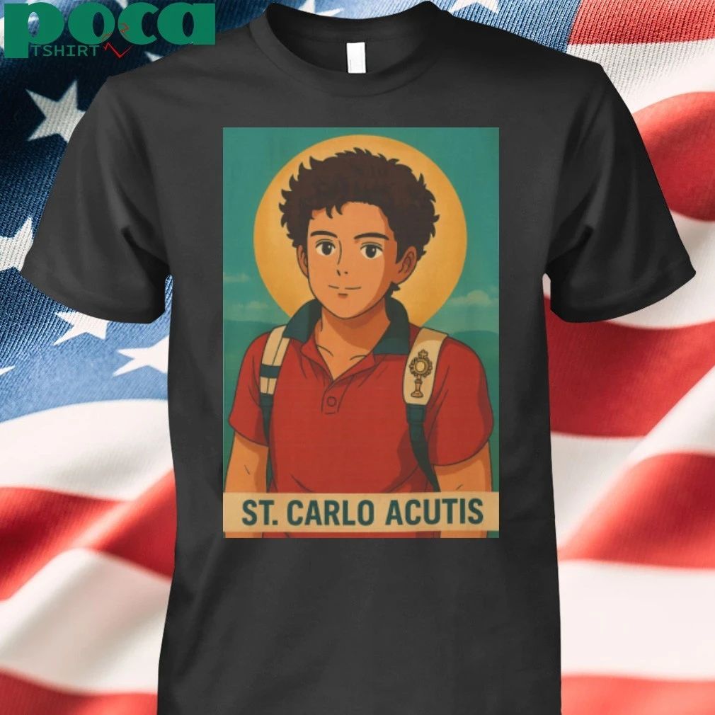 Saint Carlo Acutis Ghibli style T-shirt