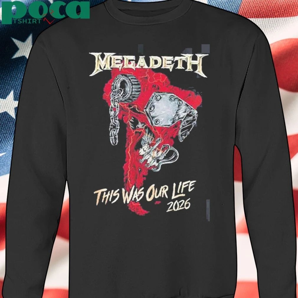 Megadeth This Was Our Life 2026 Latin America Tour Merch Red Vic Rattlehead Metal Collapse With Dates Back T-Shirt