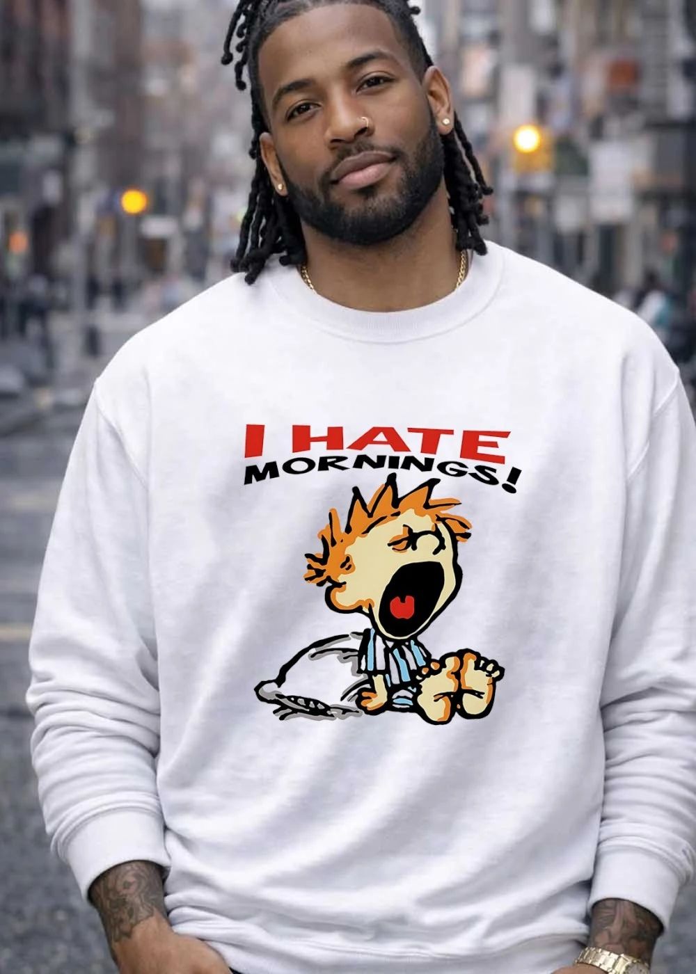I Hate Mornings cartoon shirt