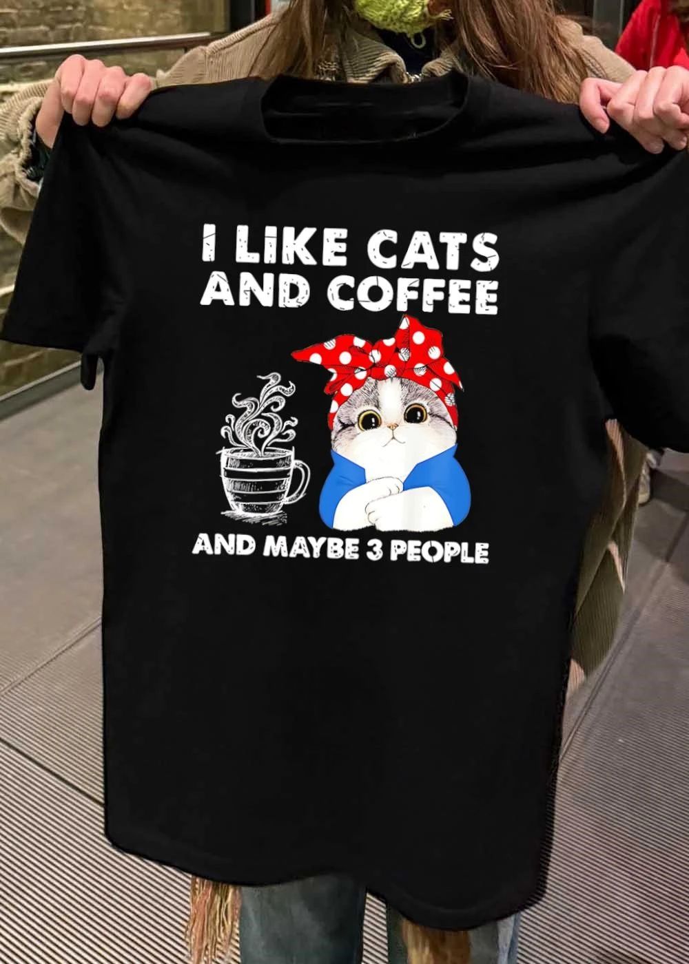 I Like Cats And Coffee And Maybe 3 People Bandana Kitten shirt