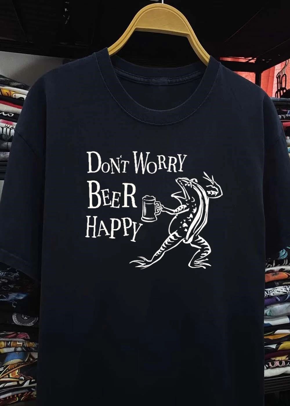 Funny Frog Graphic Don’t Worry Beer Happy T-Shirt