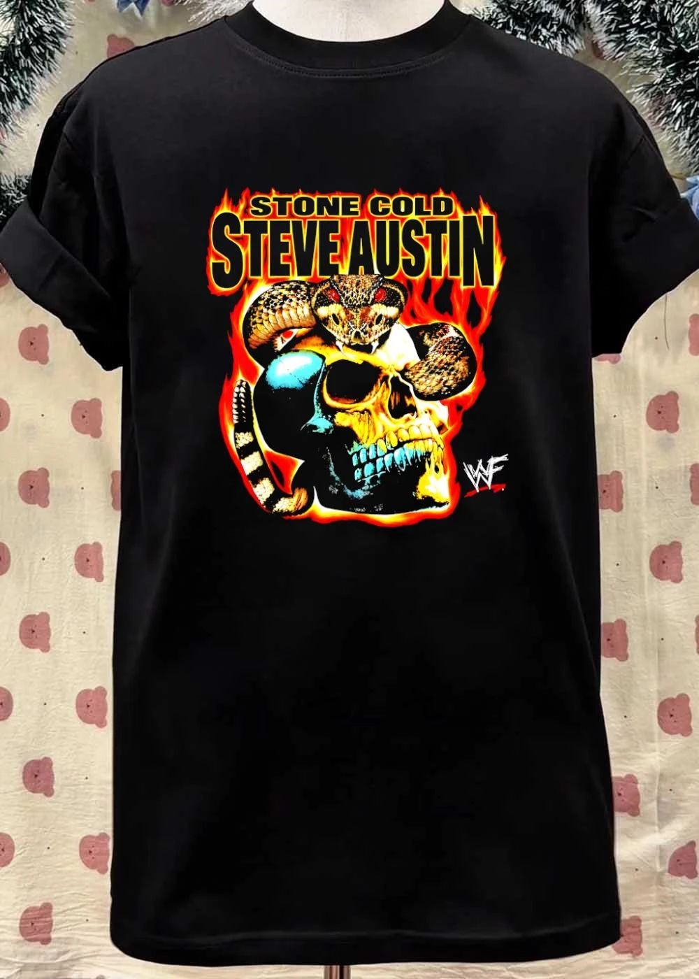 Stone Cold Steve Austin Skull and Snake Flaming WWF T-Shirt