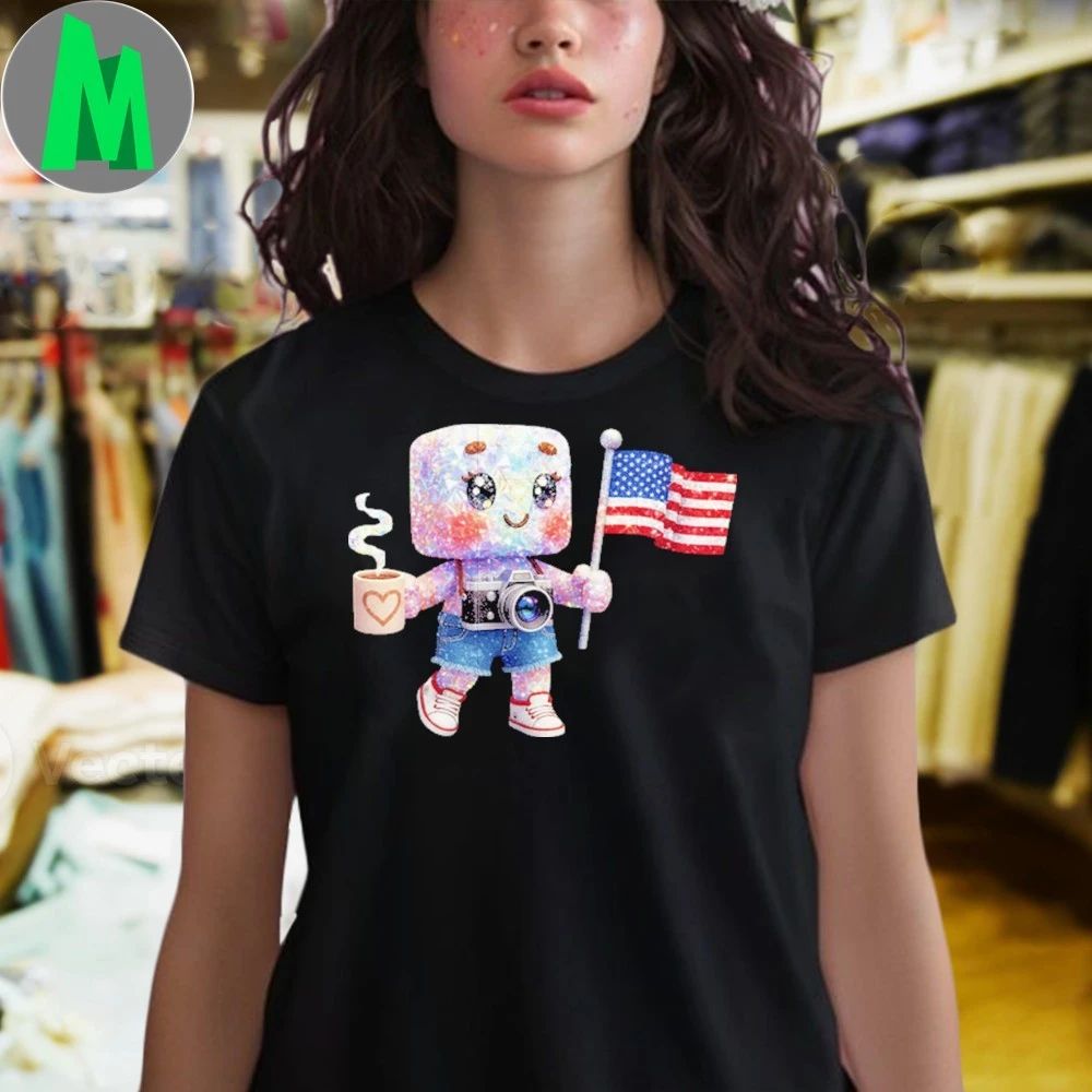 Original Box girl hand holding flag twinkle american flag Shirt