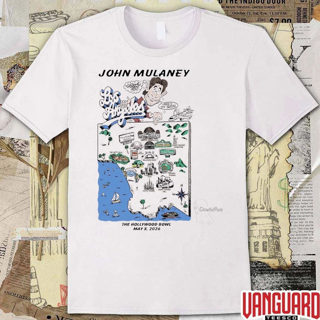 John Mulaney Los Angeles Map The Hollywood Bowl Live Event May 8 2026 t-shirt