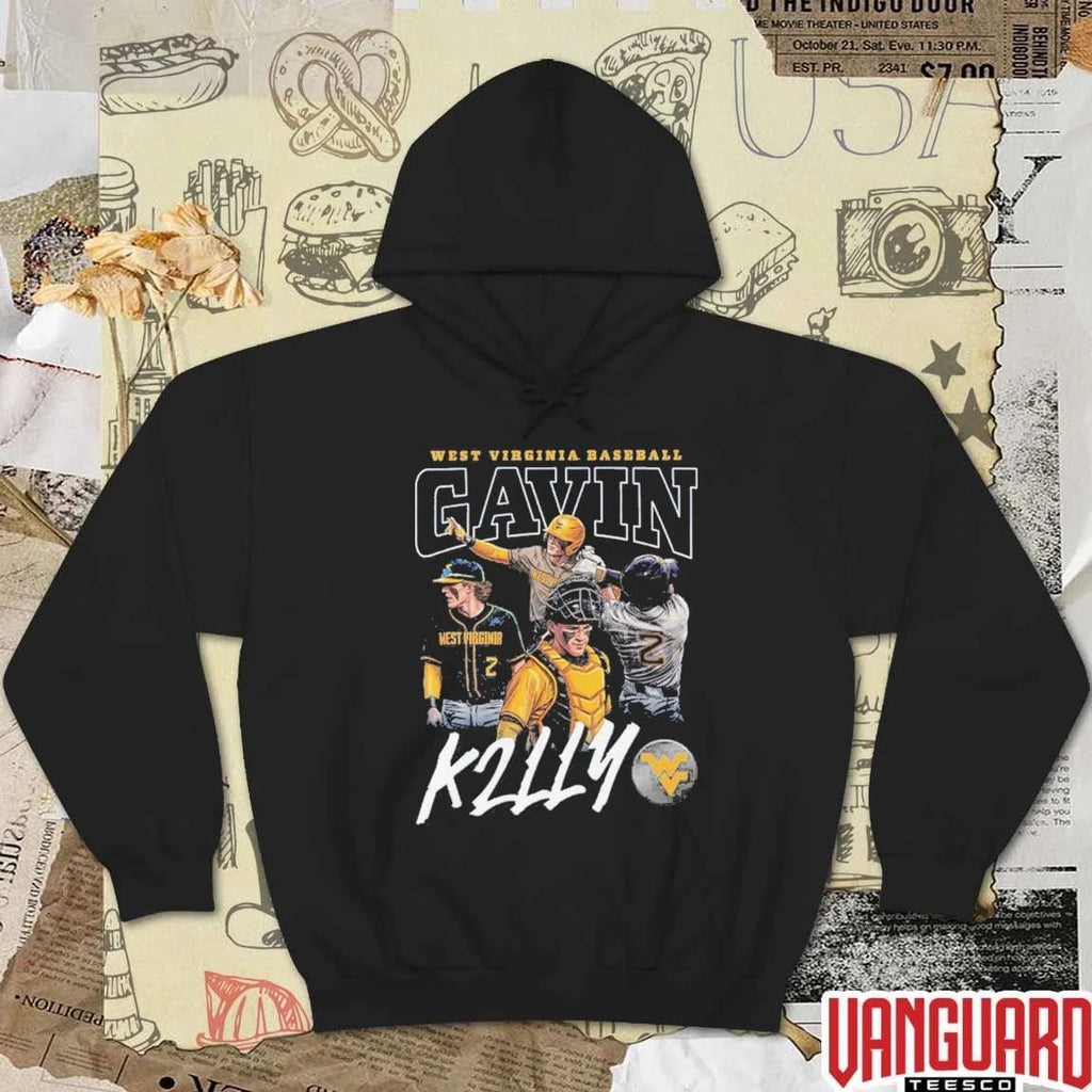 Gavin Kelly Retro 90s West Virginia Mountaineers Baseball t-shirt