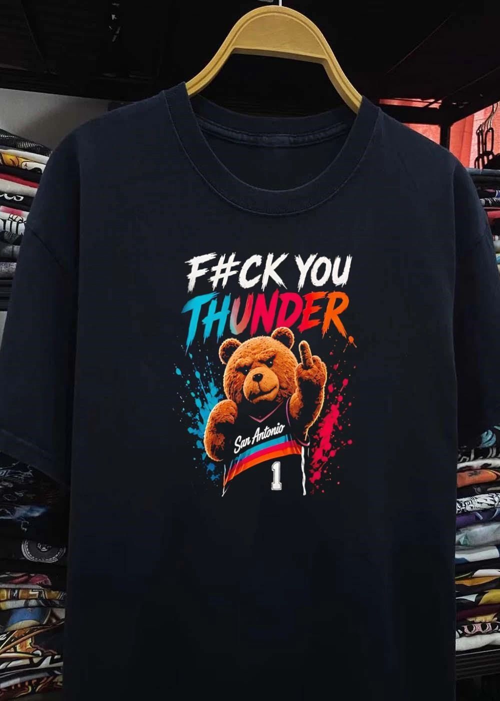 Ted Giving Middle Finger Fuck You Thunder San Antonio Spurs T-Shirt